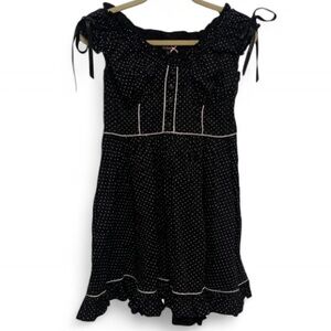 Hell Bunny Black Polka Dot Goth Pin Up Punk Mini Dress